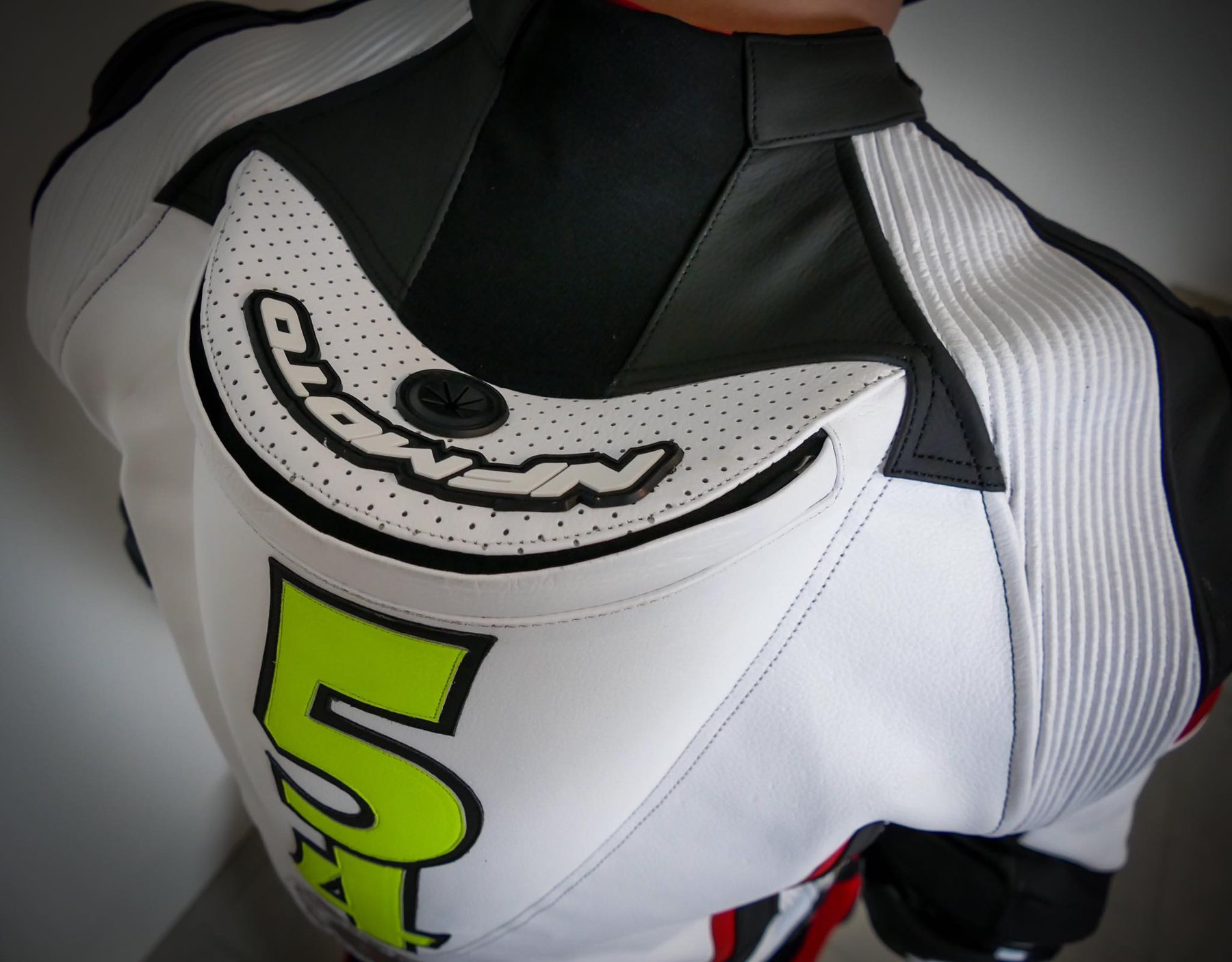 NFmoto custom leather race suit, detail view