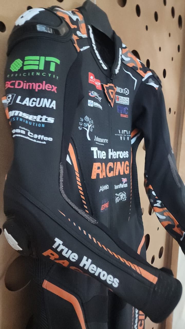 NFmoto custom leather race suit, detail view